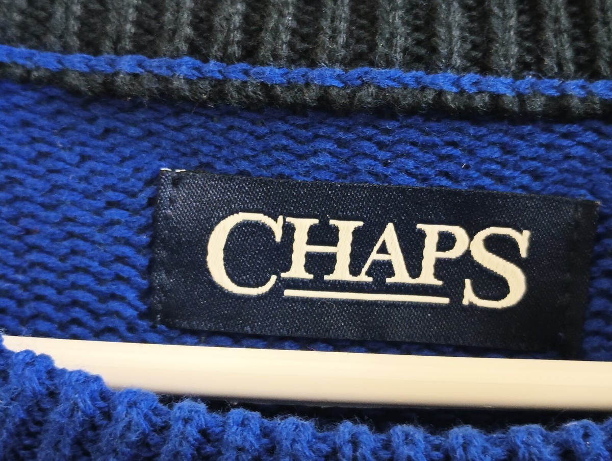 Chaps Sweater Mens Large Blue Longsleeve Pullover Cotton Knit