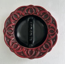 VINTAGE HAEGER POTTERY #2045 RED & BLACK 6" ASHTRAY