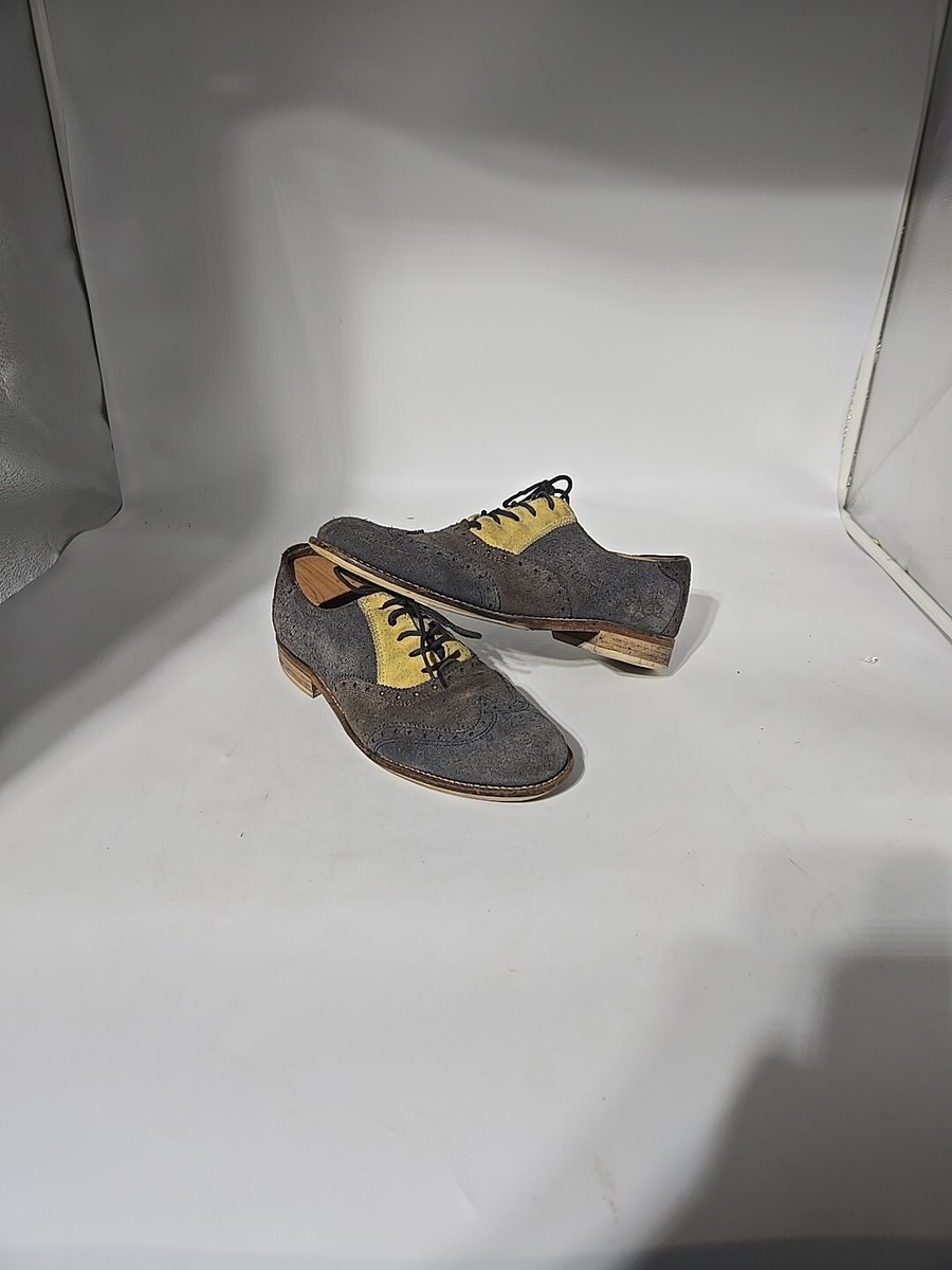 John Fluevog BCAT Wingtip Oxford Suede Dress Shoes Grey  display picture 2