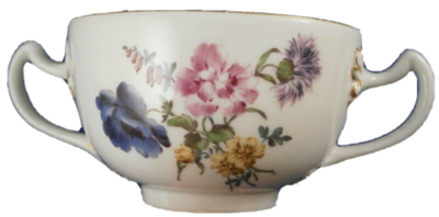 Antique Mid 18thC Meissen Porcelain Two Handled Floral Cup Antique Mid 18thC Meissen Porcelain Two Handled Floral Cup