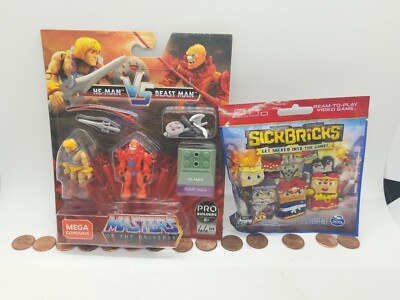 Mega Construx MOTU He-Man vs Beast Man & SICK BRICKS - 2 Blocks TOY NEW LOT