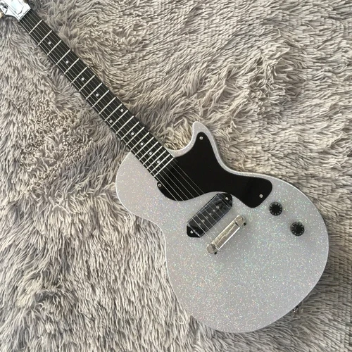 LP Electric Guitar Silver Sparkle P90 Pickups Rosewood Fretboard Dot Inlay