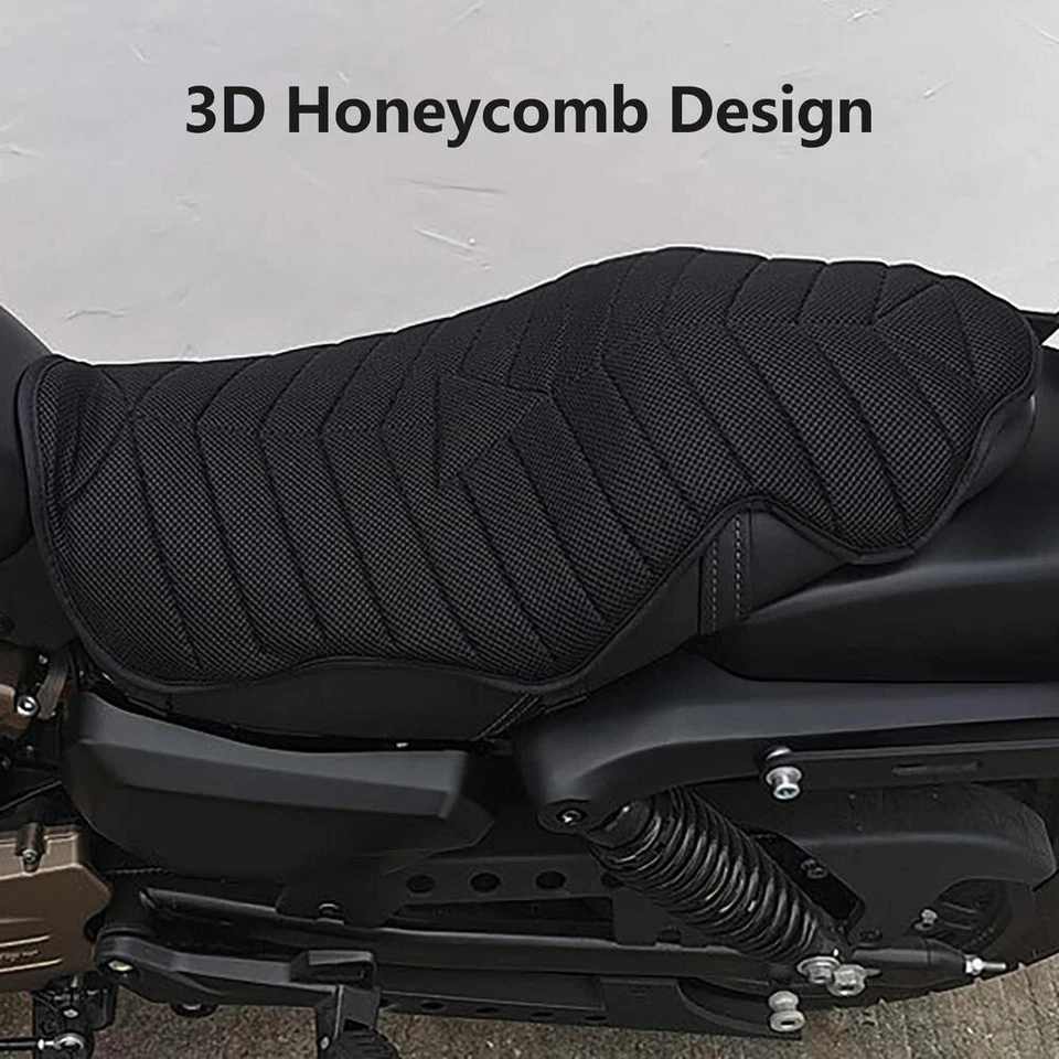 Cojín de asiento de motocicleta cojín cómodo funda de almohada de aire almohadilla de absorción de impactos negro Foto 3 de 4