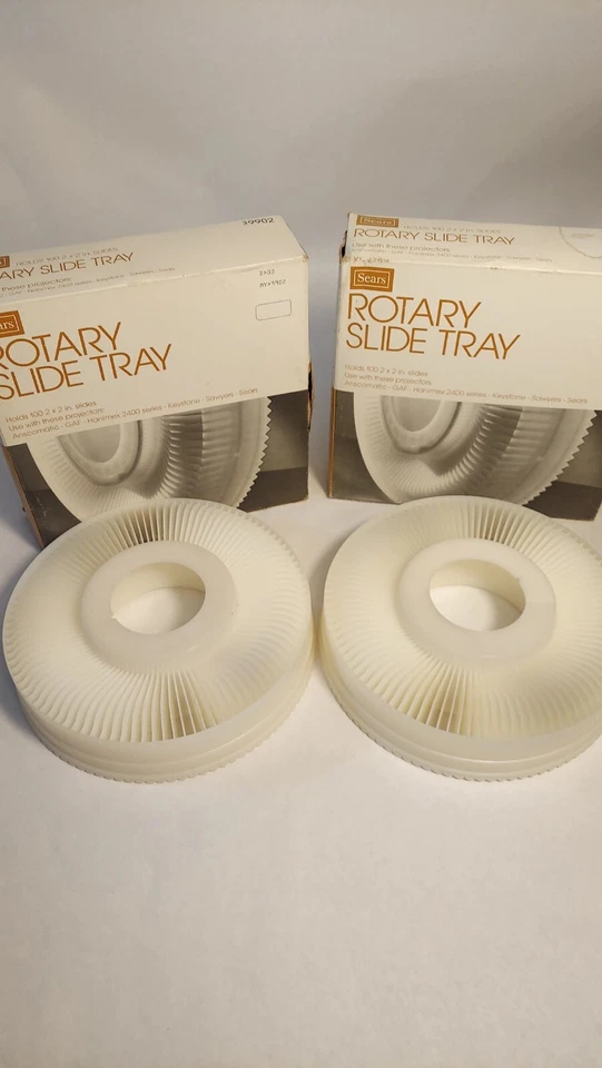 Vtg. Sears Rotary Slide Tray Carousels 3_9902 Holds 100 2x2" Slides Lot Of 2 - Image 4 of 4