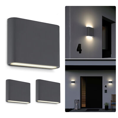 3x TWEO LED Wandleuchte Up Down anthrazit IP54 warmweiß 230V