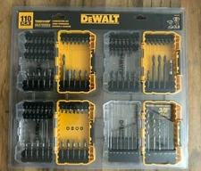 DEWALT DWA110SET 110 PC DRILL / DRIVER BIT SET W/ (4) CLEAR TOUGH CASES