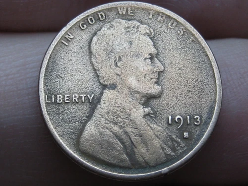 1913 S Lincoln Cent Wheat Penny- San Francisco, Fine/VF Details