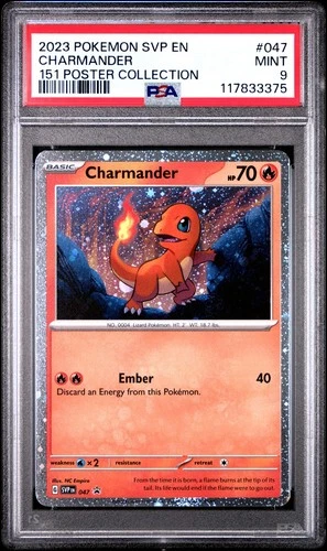 Pokemon - SVP EN-SV Black Star Promo Charmander 151 Poster Coll. 47 2023 PSA 9
