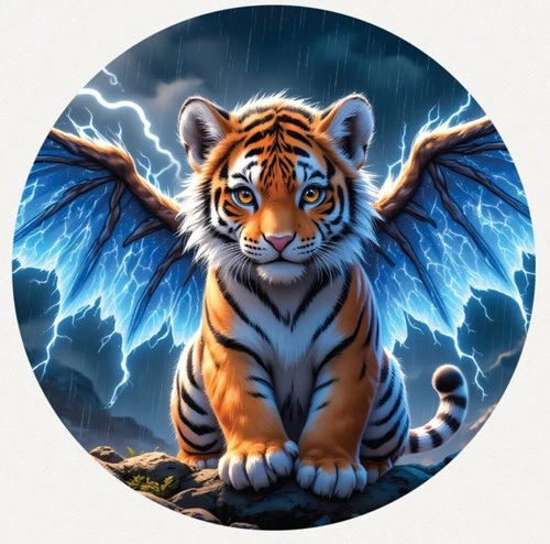 Hayleybug 1/10th oz Stormborn Cub Tiger Dragon Silver Round