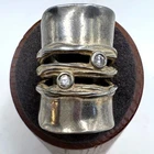 VTG Sterling Silver 925 Cubic Zirconia Modernist Wide Band Ring Size 7.5
