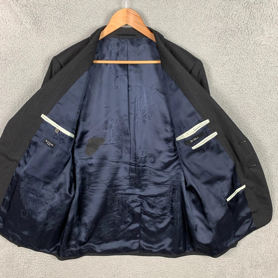 Traje Paul Smith 2 Piezas Talla 44 Gris Carbón Los Pantalones de Lana Floral 37 x 31 Foto 4 de 4