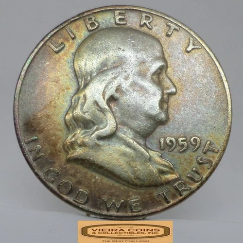 1959-D Franklin Half Dollar, 90% Silver, TONED - #C57665NQ