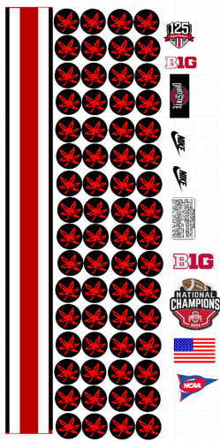 Like Ohio State Buckeyes Mini Helmet Decals 8 mil convex gear wrap