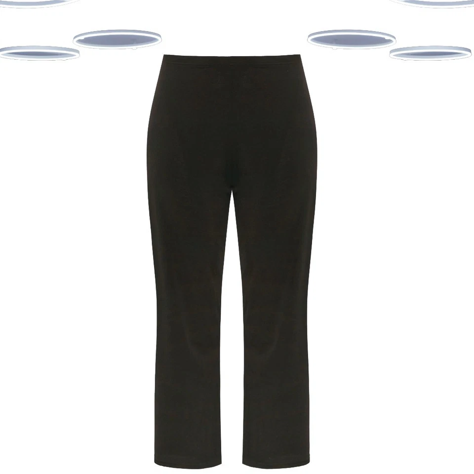 Ex Women's Plus Size Stretch Trousers Black Pull On Wide Leg - Image 2 of 4