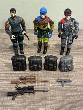 Vintage Gi Joe Lot Of 3 Low Light Action Figures Weapons And Accessories