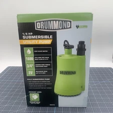 Drummond 1/6 HP Submersible Utility Pump 1600 GPH 120V #63319 New in Box    DIY