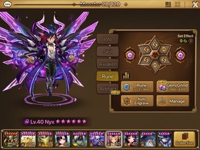Summoners War 4LD - Lucifer, Maximilian, Nyx, Seimei, G1 +220 Swift, +174 vio