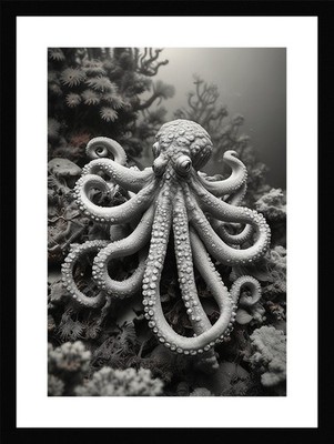 Nostalgischer Oktopus gerahmtes Wandbild Poster Leinwanddruck Bild