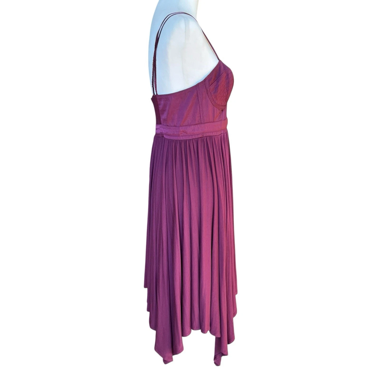 UNDERCOVER Abito Victoria’s Secret taglia 8 fazzoletto prugna civetta bustier spaghetti strap