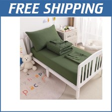 Olive Green 4-Piece Toddler Crib Bedding Set for Boys  Girls - Modern Style