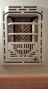 vintahe porcelain  Gas Wall Heater Radiant White Metal d Space Heater