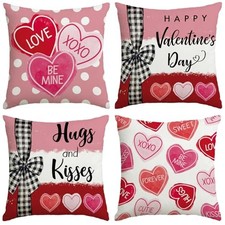 s Day Decorations-Pillow Covers 18x18 Set of 4, 18" x 18" Pack of 4 Valentine