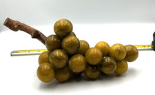 Vintage Italian Alabaster Grape Cluster   Hand Carved Stone Fruit Sculpture