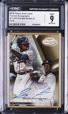 2018 TOPPS GOLD LABEL FRAMED AUTOS GOLD #FA-RA RONALD ACUNA JR ROOKIE RC CGC 9