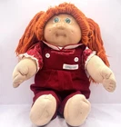 Rare Vintage 1982 Cabbage Patch Doll Red Hair Overalls Floral Lace Shirt