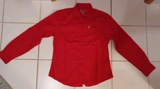 RADIOSHACK Embroidered Employee Uniform Button Up Oxford Red Long Sleeved Shirt
