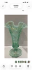 Beautiful Fenton Sea Mist Iridescent Green Glass Ruffled Edge Vase