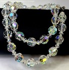 Vintage Aurora Borealis Beaded Necklace & Clip On Earrings 103.8g — photo 3