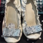 Kate Spade New York Ivory Satin Silver Glitter Bow Ballerino Slipper Size 9 — photo 4