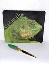 Vintage National Wildlife Federation Iguana Mouse Pad and Letter Opener Set