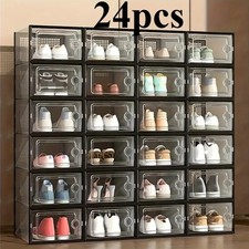 12/24PCS Transparent Shoe Box Storage Stackab...
