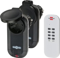 Brennenstuhl Funkschalt-Set, 2Er Funksteckdosen Set AußEnbereich IP44 Schwarz