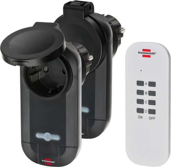 Brennenstuhl Funkschalt-Set, 2Er Funksteckdosen Set AußEnbereich IP44 Schwarz-image