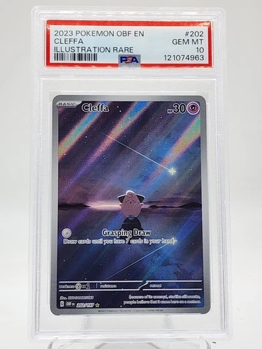 CLEFFA 2023 POKEMON OBSIDIAN FLAMES ILLUSTRATION RARE #202/197 PSA 10 Q0895