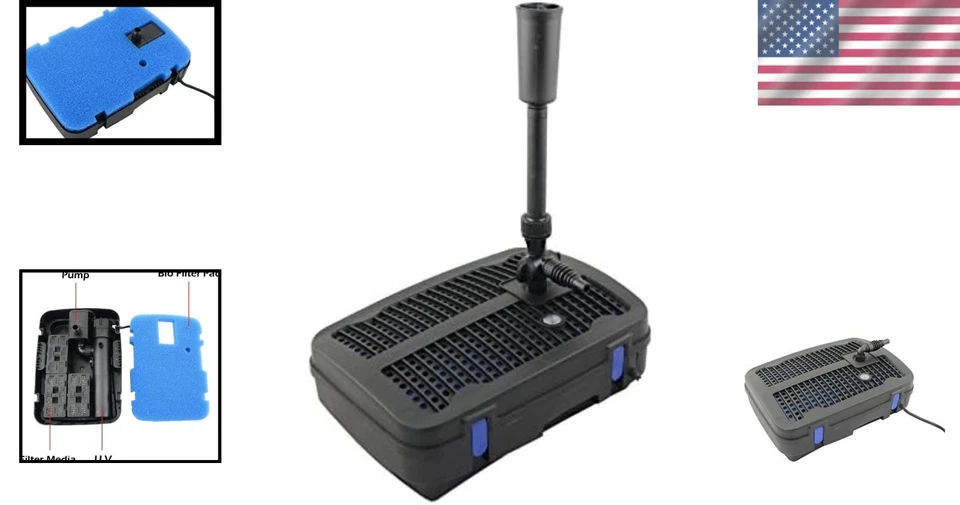 Filtro de estanque compacto 3 en 1, esterilizador UVC de 13 W y bomba de 660 GPH para estanques saludables Foto 2 de 4