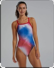 TYR Women's Durafast Elite Red/white/blue Unwaver Diamondfit Swimsuit Sz 30 New