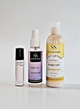 Pussy Cat Perfume kit 3pcs w Perfume oil, Body Splash, Body Lotion Gold Shimmer