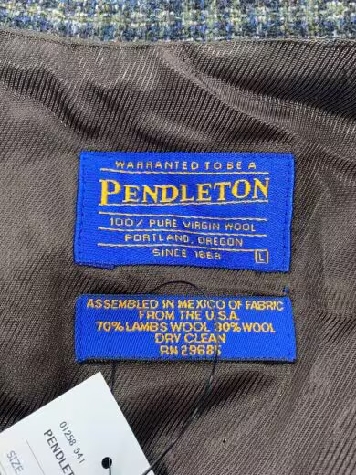PENDLETON/Tailored Jacket/L/Wool/KHK/Houndstooth - image 3