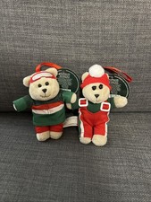 Starbucks Red Green Bearista Teddy Ski Bear Set Plush Ornaments 2019 NWT