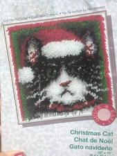 Wonder Art Christmas Cat Latch Hook Kit  12"x 12" 4695 new  caron