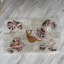 Handmade Latch Hook Rug Summer Seashells By The Seaside For Home Decor 26x39  