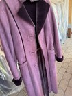 Vintage Women's Purple Long Overcoat Collared Button Pockets Faux Fur Lined — photo 1