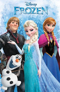 Disney Frozen Movie Elsa Anna Sven Olaf Group Poster Print 22x34 New Free Ship Ebay