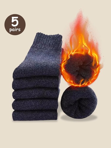 3/5 Pairs Men's Solid Color Socks Winter Warm Soft Breathable Casual Crew Socks - Bild 34 von 36