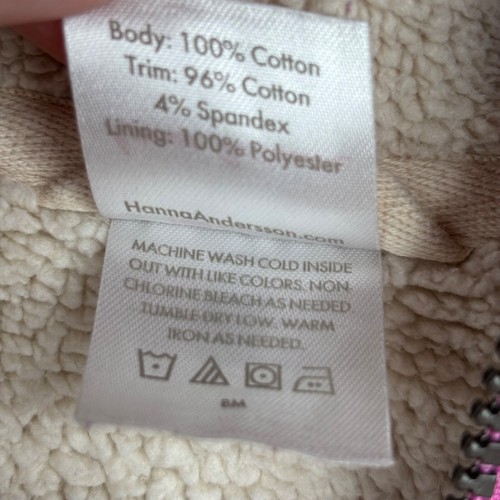 Hanna Andersson Floral Print Faux Shearling Lined Hoodie 4 Full Zip Pink Warm - Picture 11 of 12