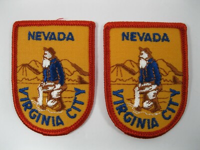 Nevada Virginia City prospector Patch (Iron on) set of 2 Vintage patches 2-3/4'' 